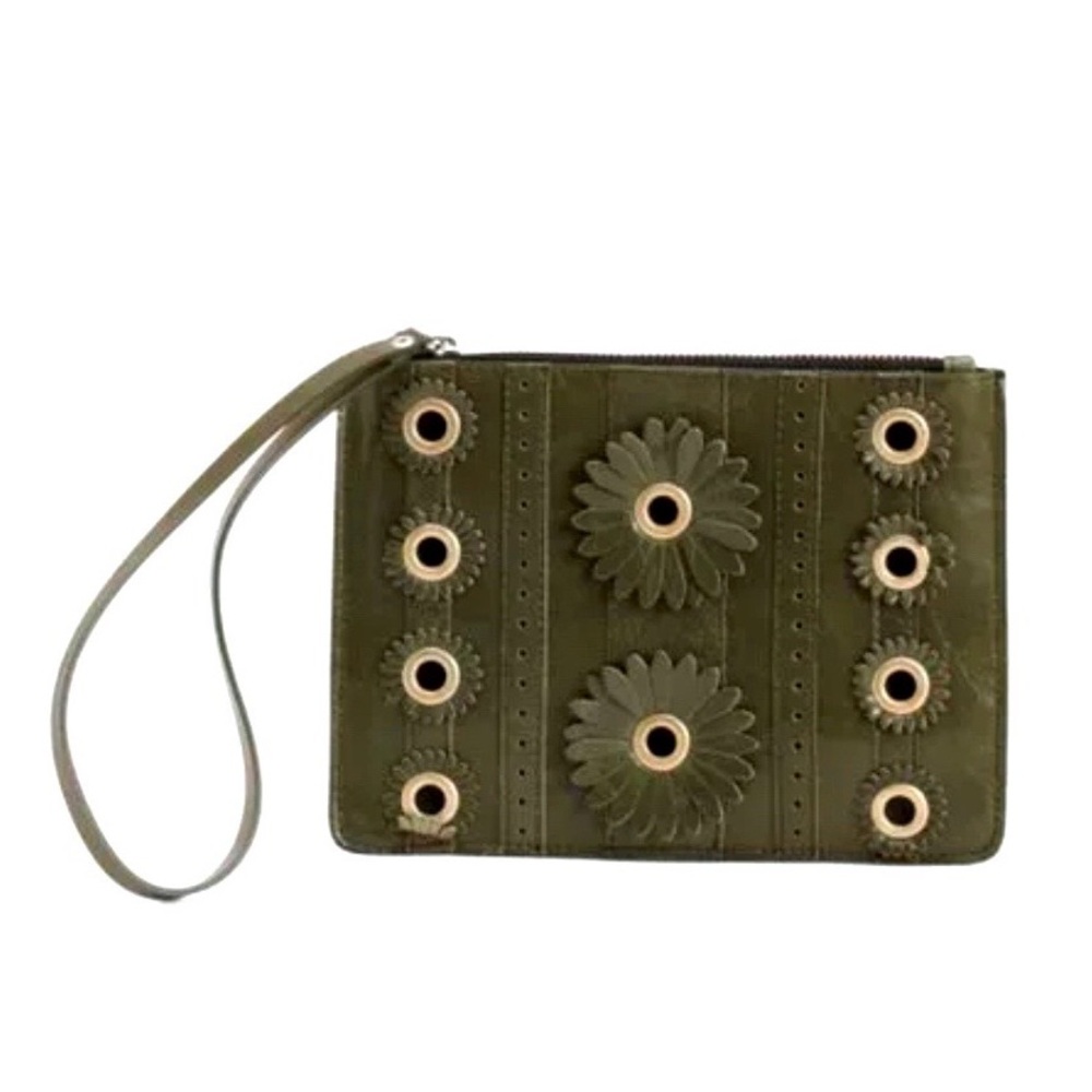 Martina Mori NWT‎ Boho Green Leather Wristlet